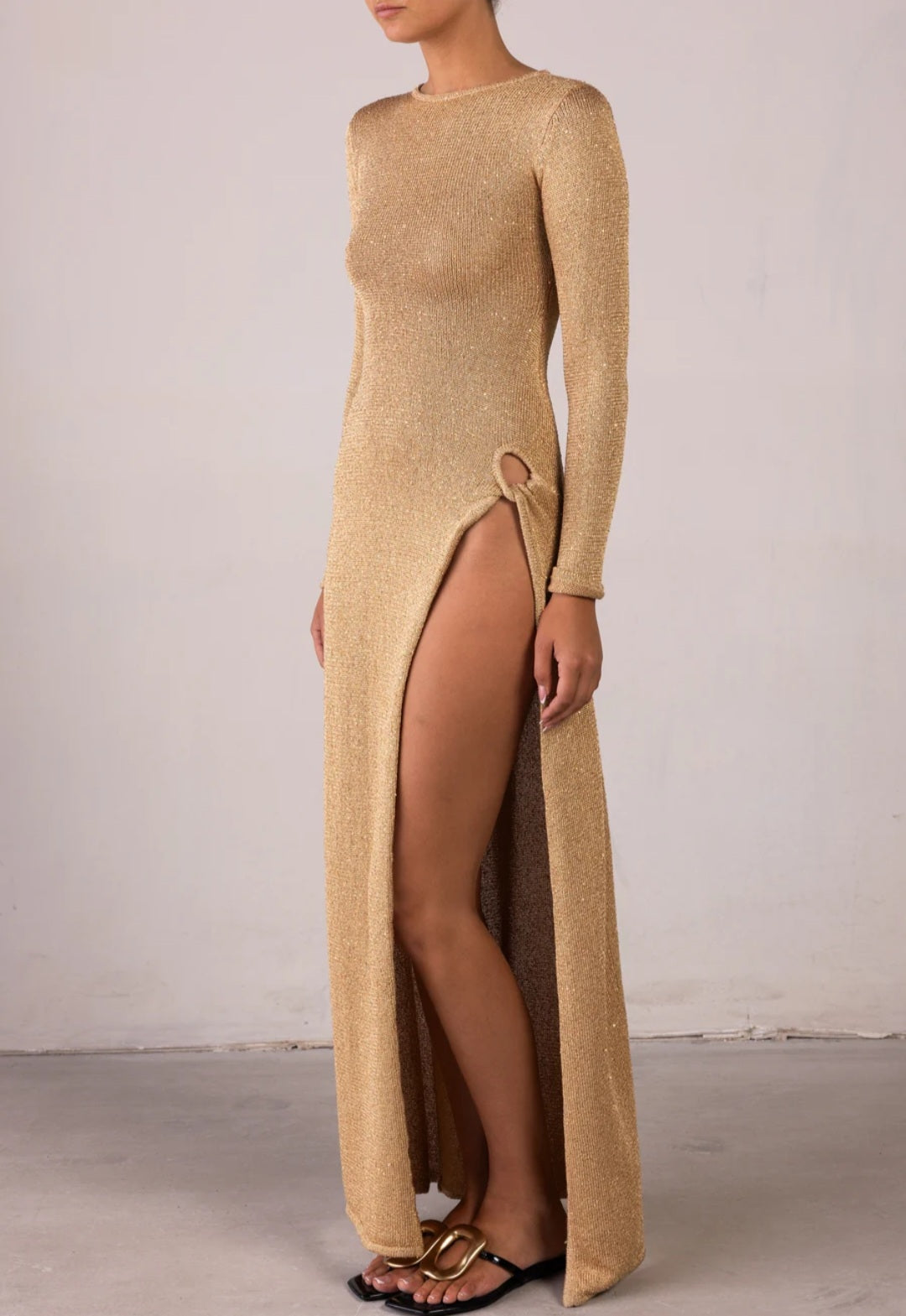 Gold Aura Twist Dress